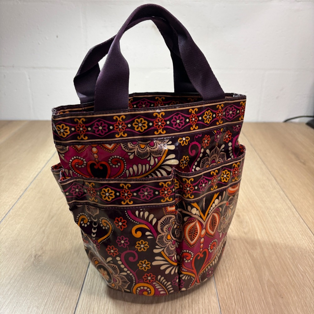 Vera Bradley Safari Sunset Shower Caddy Tote Bag Purple Orange Floral Paisley